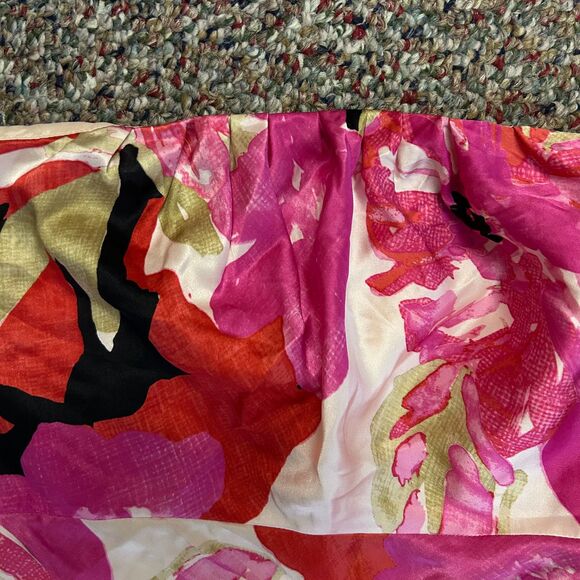 Banana Republic Pink Tropical Floral 100% Silk Strapless A-Line Midi Dress Sz 4 - Picture 4 of 11